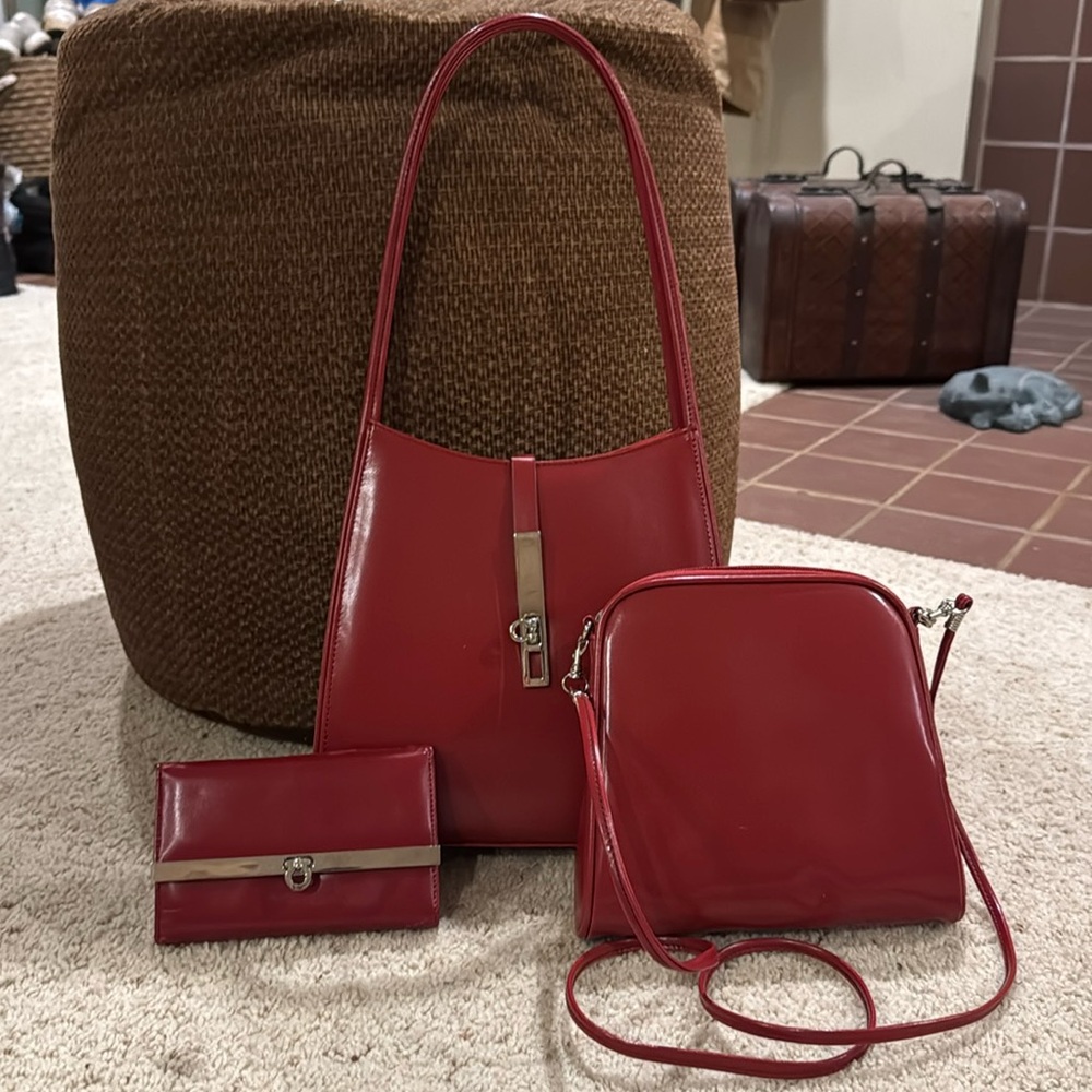 Red purses and matching wallet